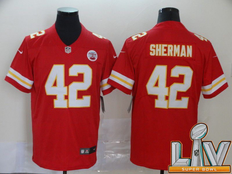 Super Bowl LV 2021 Men Kansas City Chiefs #42 Sherman Red Nike Vapor Untouchable Limited NFL Jersey